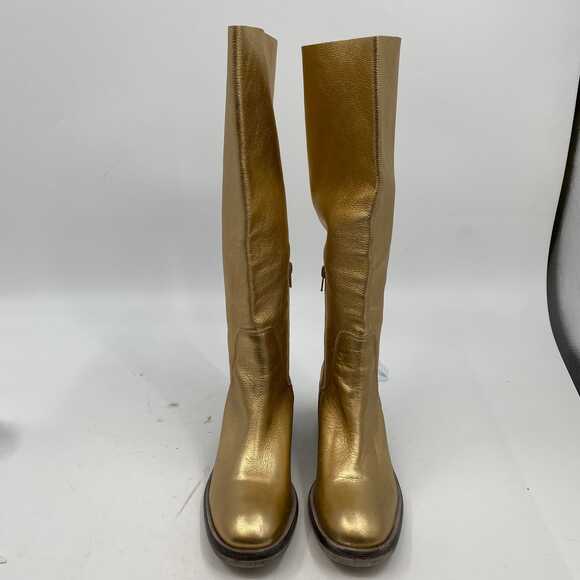 Free People Gold Leather Slip-On Heeled Boots | EU 38.5 (US 8) - Picture 3 of 8